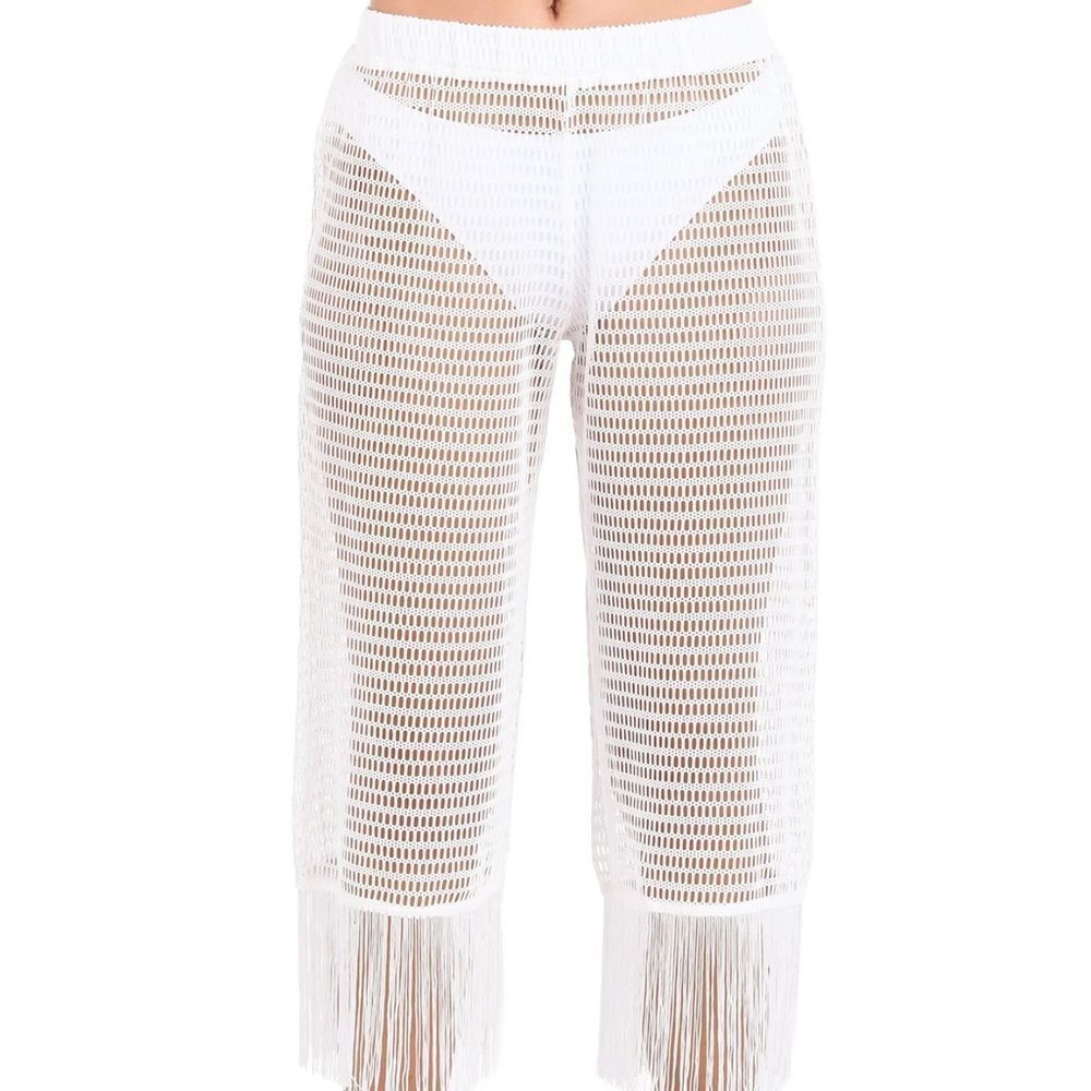 La Blanca Fringed Out Cropped Pant (Unlined) in White